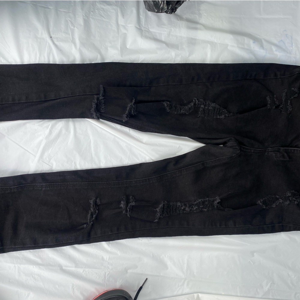 Wax Jean Black Skinny Distressed Jeans